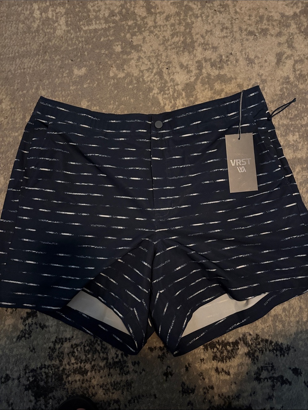 VRST LA Men's Navy Stripe Swim Trunks